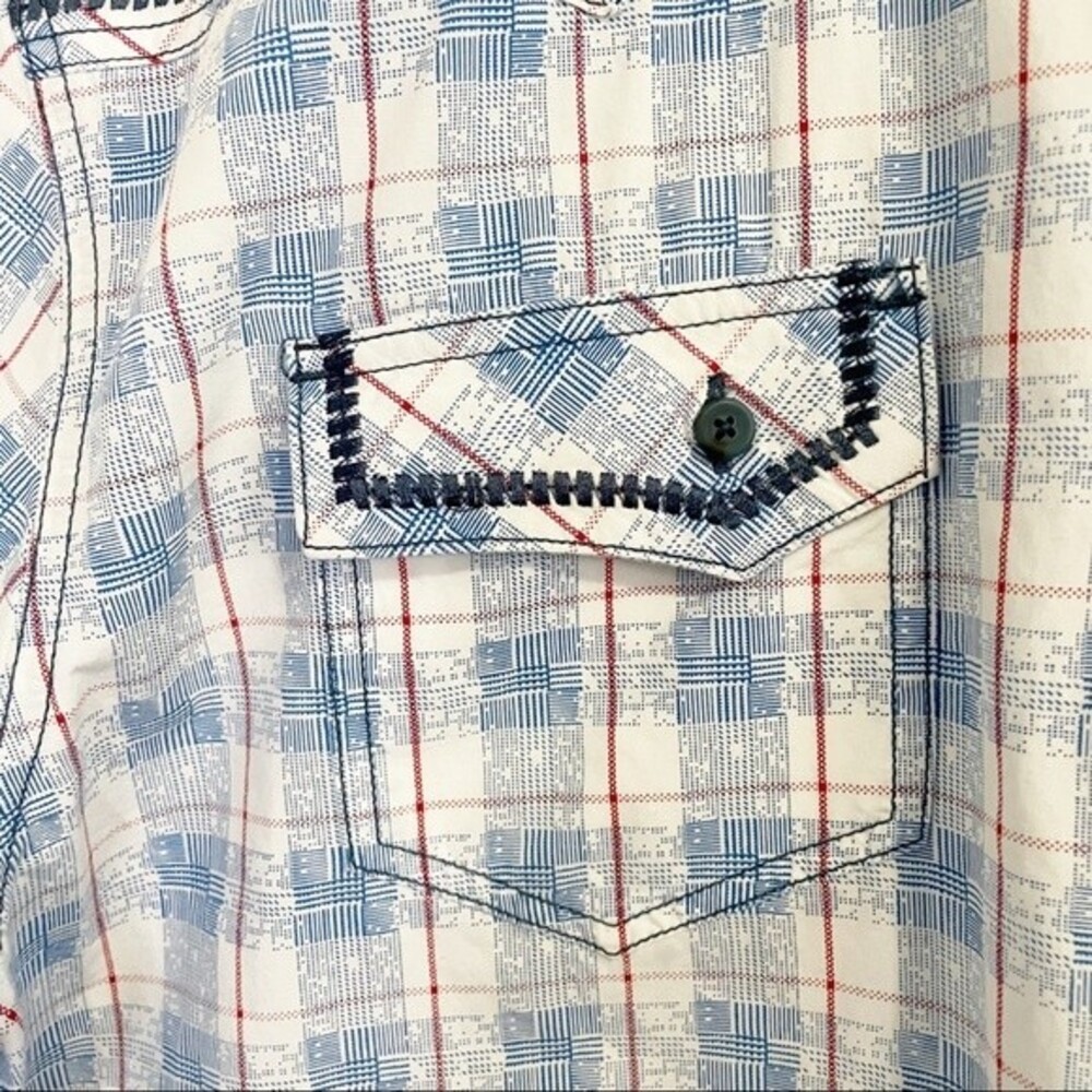 Brad Paisley Moonshine Spirit Western Shirt Blue & Cream Plaid Men’s Size Large - Picture 6 of 12